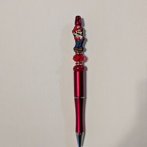 Red Novelty Super Marion Decorative Pen with Character Top